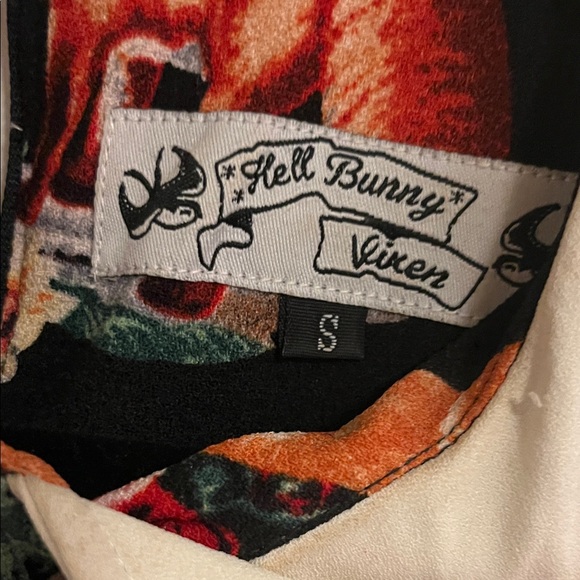 Floral and Forest Creature Print Dress with White Peter Pan Collar - Picture 2 of 8